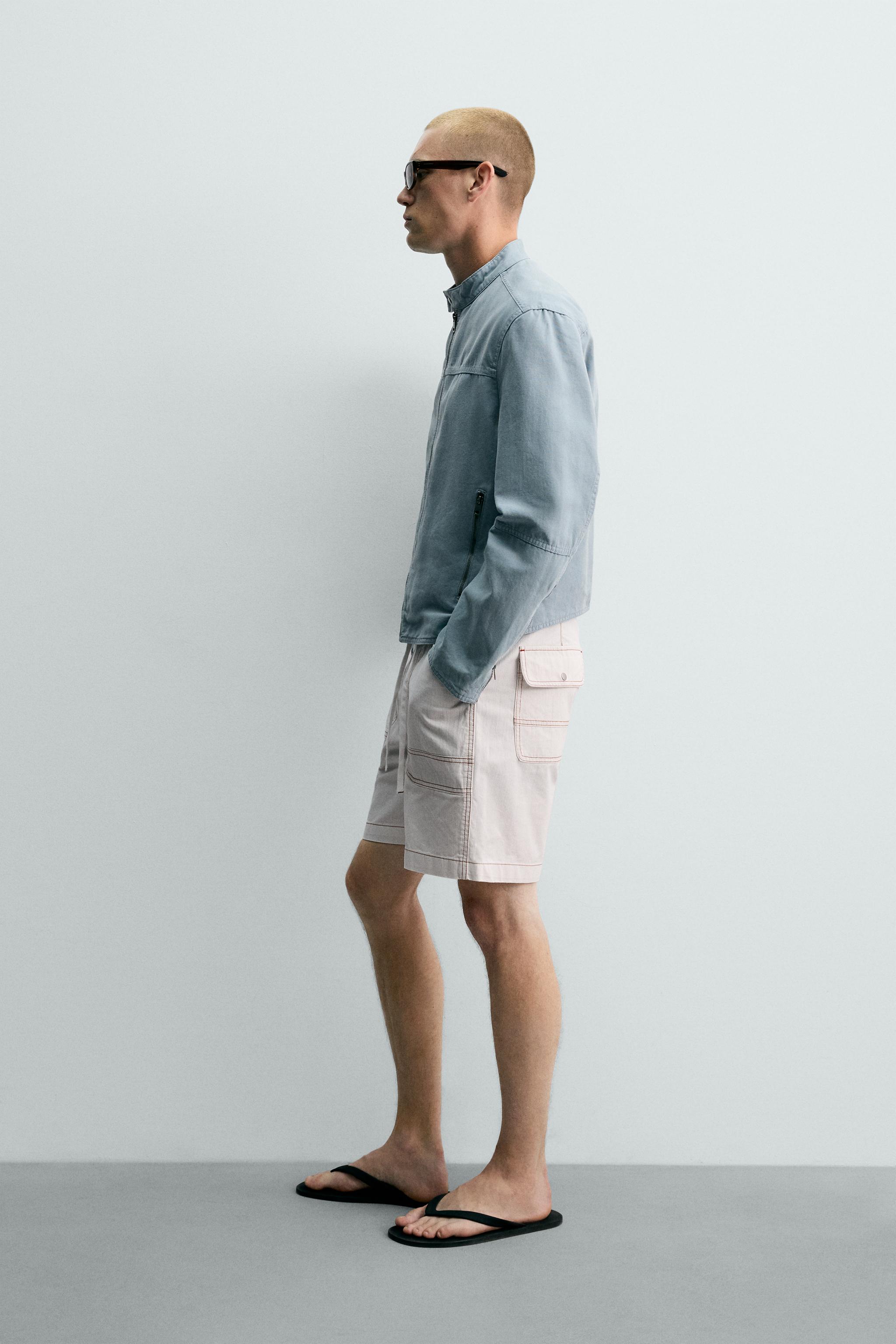 CONTRAST STITCH RELAXED FIT SHORTS